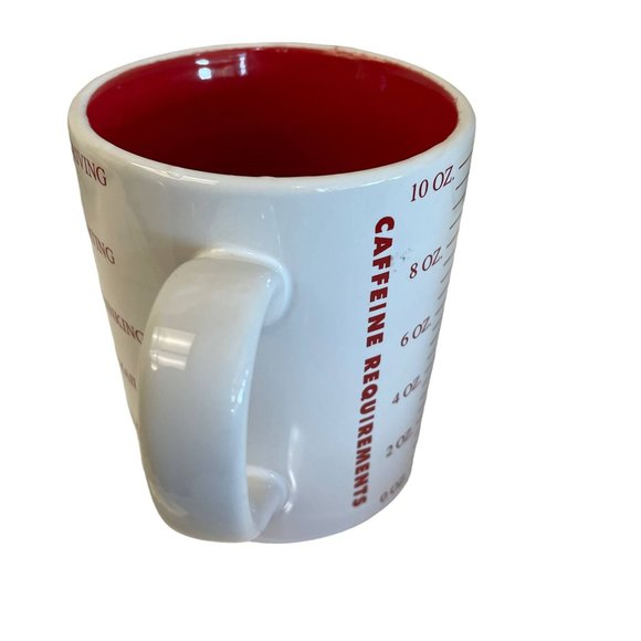 CAFFEINE REQUIREMENT Cup Mug Punctuate Barnes Noble Novelty Humor Red White 10oz - Picture 6 of 8